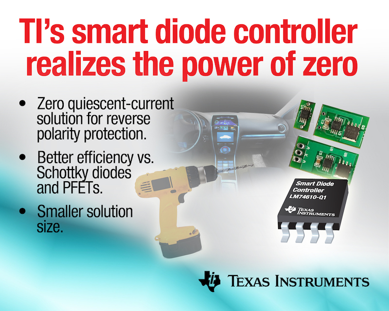 TI’s smart diode controller realizes the power of zero